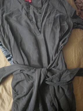 Saks Fifth Avenue Men's Charcoal Gray Button-Front Casual Shirt